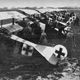 Fokker Dr.1s of Jasta 26 lined up at Erchin, France sometime during the First World War. (US Navy)